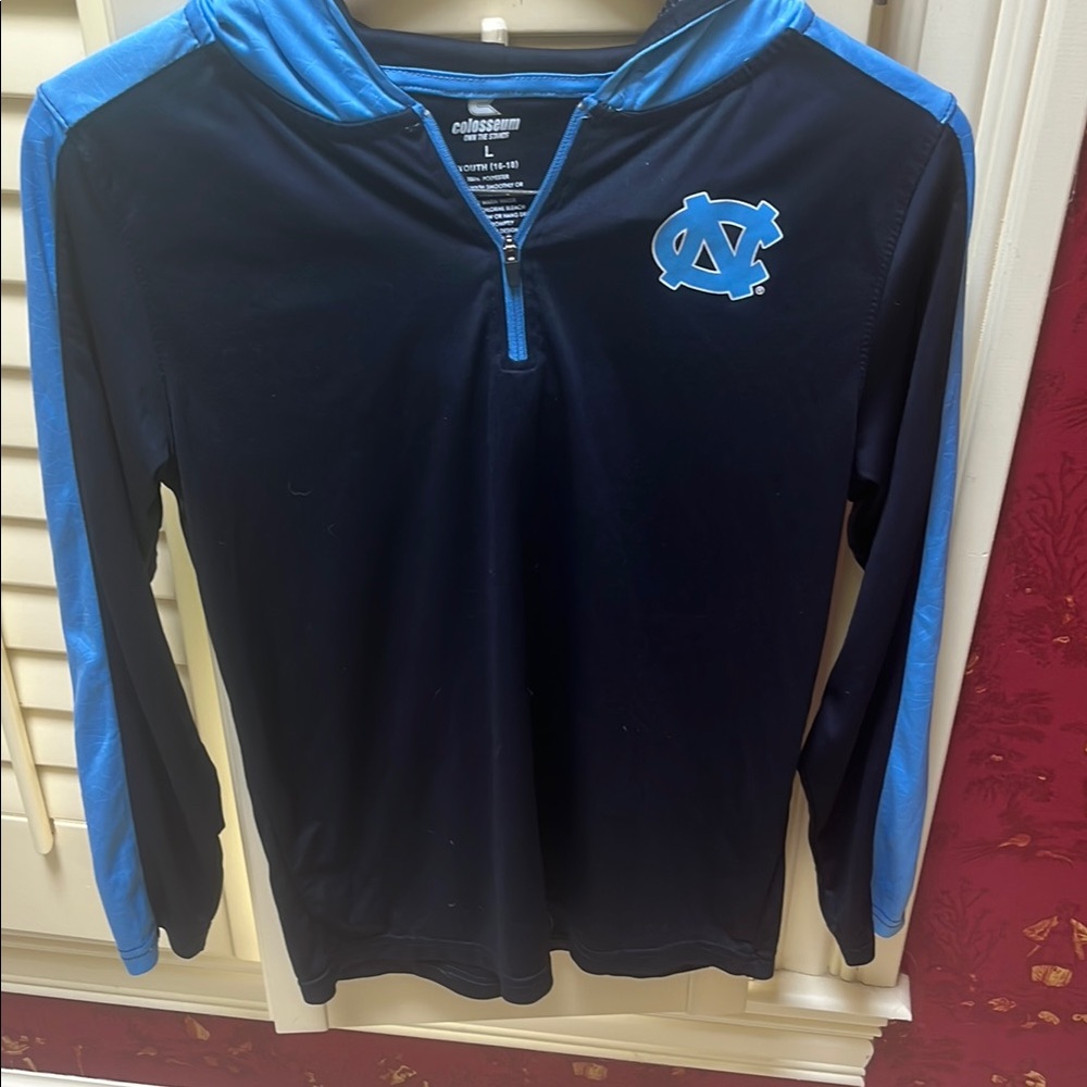Colosseum Blue Quarter-Zip Sweatshirt with UNC Carolina Blue Accents